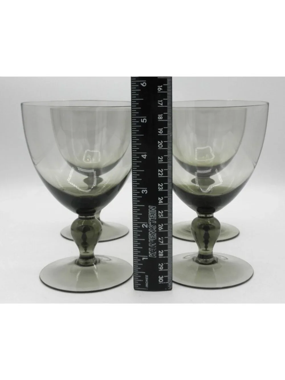 Hand Blown Mexican Crystal Smoky Olive Green Water Goblets Set of 4 UNKUNK180